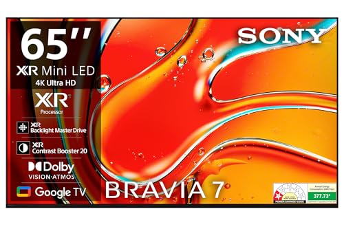 Sony 164 cm (65 inches) BRAVIA 7 4K Ultra HD AI Smart Mini LED Google TV K-65XR70 (Black)