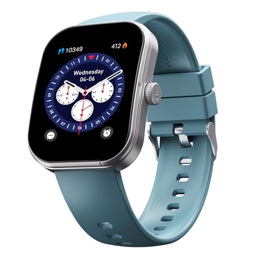 Boat Wave Sigma 3 Curv Smartwatch with 2.01” (5.33 cm) Immersive Curved Display, Metallic Finish, Functional Crown, BT Calling, Sleep, Stress, Heart Rate & SpO2 Monitoring, SOS, IP68 (Cyan Blue)