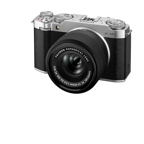 Fujifilm X-M5 26.1MP APS-C X-Trans CMOS 4 with 15-45 f/3.5-5.6 Lens|Retro Style mirrorless Compact Travel Camera|6.2k vlogging|High Speed Recording FHD 240fps|Advance AF for Street/Lifestyle - Silver