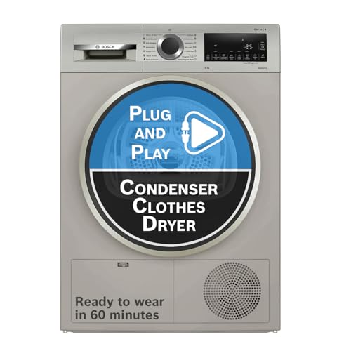 Bosch 9 kg Front Load Fully-Automatic Heat Pump Tumble Dryer, 100% Drying, 5 Drying Options, Reduces 99.9% Allergens, Ready-to-Wear No Crease, Silver Inox, WPG24108IN (2026 Model)