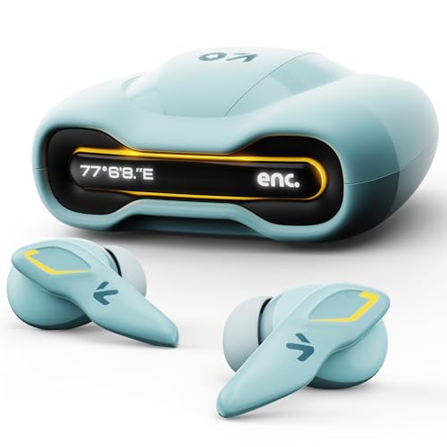 GOBOULT Astra Truly Wireless in Ear Earbuds with 48H Playtime, Built-in App Support, 45ms Low Latency Gaming, 4 Mics ENC, Breathing LEDs,13mm Bass Drivers, TWS Ear Buds (Powder Blue)