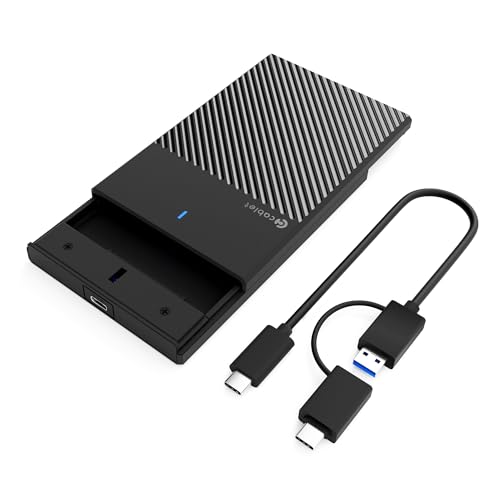Cablet 2.5 Inch SATA Type C 3.1 HDD/SSD 6GBPS Speed Portable External Enclosure, 7mm and 9.5mm, Tool-Free Design, Supports UASP Max 6TB (Type C)