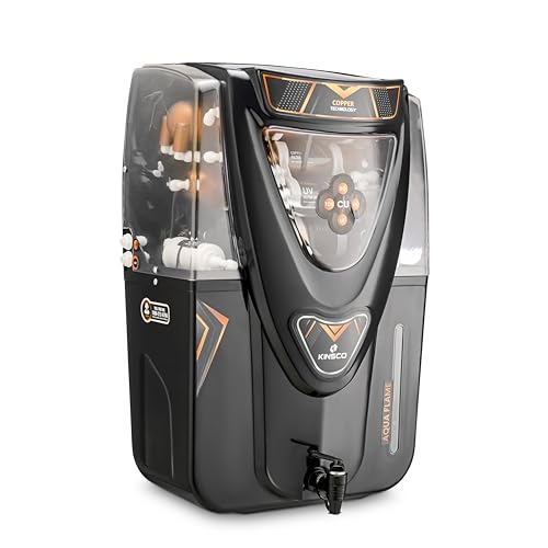 Kinsco Aqua Flame 18 Litre Copper RO Water Purifier - RO + UV + UF + TDS + Copper Technology (Black)