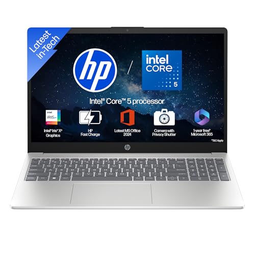 HP 15, Intel Core 5-120U (16GB DDR4, 512GB SSD) FHD, Anti-Glare, Micro-Edge, 15.6''/39.6cm, Win11, M365 Basic(1yr), Office Home24, Silver,1.59kg, FD0640TU/fd0682tu, FHD Camera w/Shutter, BL Laptop