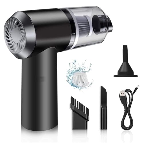 Eloxee 3-in-1 Portable Car Vacuum Cleaner with Blower, USB Rechargeable, Black, Wireless Handheld Mini Design, Strong Suction, Washable HEPA Filter for Car, Home, Travel