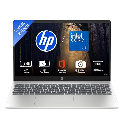 HP 15, Intel Core 3 100U (16GB DDR5, 512GB SSD), Micro-Edge, Anti-Glare, 15.6''/39.6cm, Win11, M365* Office24, Silver, 1.59kg, fd0885TU, FHD Camera, Backlit, Dual Speakers Laptop