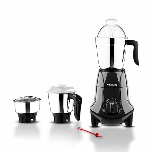Butterfly Jet Elite 750 Watt Mixer Grinder | 3 Leafproof Stainless Steel Jars| ABS body | Grey