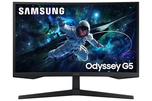 Samsung 27" (68.5cm) Odyssey G5 2K Curved Gaming Monitor|QHD 2560 X 1440|1000R Curved|165Hz|1ms(MPRT)|300nits|Ports-HDMI,DP,Headphone|DP Cable|HDR10|FreeSync|LS27CG550EWXXL|Black