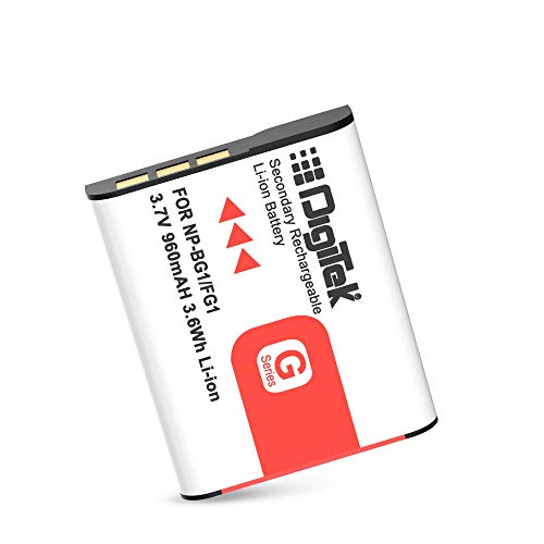 DIGITEK® (NP-BG1) Lithium-ion Rechargeable Battery for Sony Cyber Shot Digital Camera, 960mAh, No Memory Effect, For Sony Camera DSC-T20/W, HX10, H70, WX1/B, W170, W220, W230, W290, DSC-W300, DSC-H50B