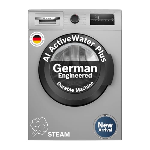 Bosch 7 kg 5 Star Front Load Fully-Automatic Washing Machine, Antibacterial Tech, AI ActiveWater, 15 Wash Programs, 53L Large Drum, SoftCare Paddle, Silver, WAJ24266IN (2026 Model)