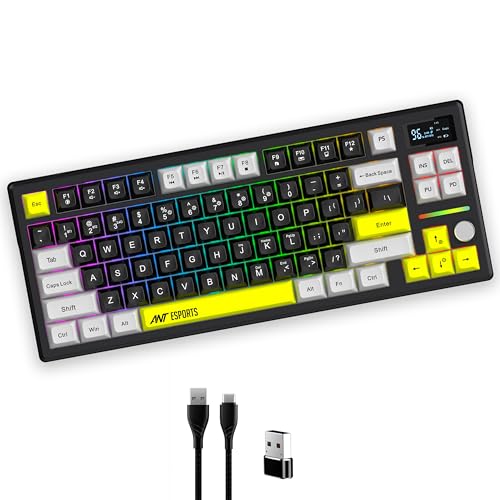 Ant Esports APEX200 Tri-Mode Wireless Magnetic Gaming Keyboard, 84-Key RGB Mechanical Keyboard, Hall Effect Haimu Switches, 4000Hz Wired / 1K Wireless, Rapid Trigger, Hot-Swappable, PBT Keycaps_Black