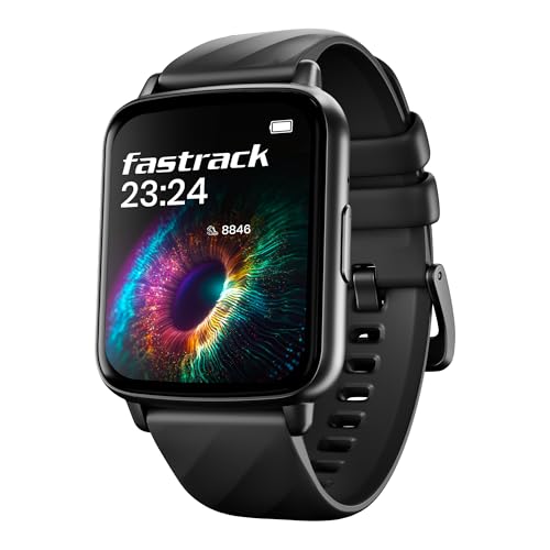 Fastrack Volt S1 Smart Watch for Man and Women Latest with 1.83" Display, Silicone Strap, BT Calling, 100+ Sports Modes, Heart Rate, SpO2, IP68, Ideal Smartwatch for Boys and Girls (Black)
