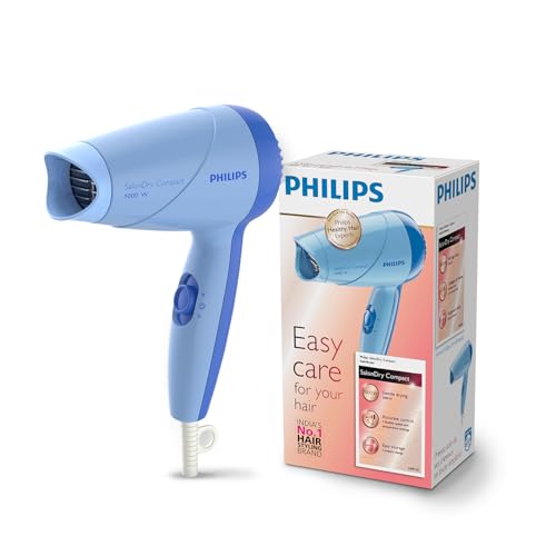 Philips India's No.1 Hair Styling Brand -Hair Dryer 1000W |Blow Dry for Men & Women | 2 Heat Settings| ThermoProtect tech |Travel-Friendly, Quick Dry, Frizz Control | For Indian Hair | HP8100/60 Blue