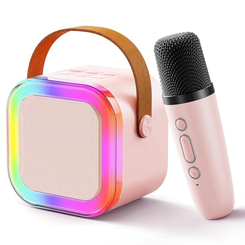 INDIA'S NO.1 Mini Karaoke bluetooth speaker with wireless mic for singing, Wireless Mini Portable Bluetooth Speaker with Microphone & LED Lights, Karaoke Microphone Singing Speaker, Mini & Portable USB Speaker RGB Light