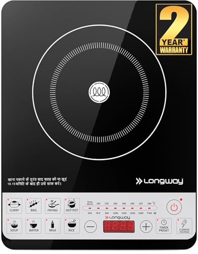 Longway Cruiser IC PB 2000 Watt Induction Cooktop with Auto Shut-Off & Over-Heat Protection With 8 Cooking Mode & BIS Approved (Black, Push Button)