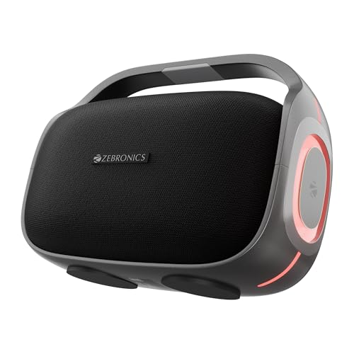 Zebronics 2026 Launch 60W Bluetooth Speaker, Upto 6Hrs Playback, Dual 78mm Drivers, Dual Passive Radiators, Multicolor LED Light, TWS, BT v5.3, USB, AUX, Type-C (Sound Feast 270, Grey & Orange)