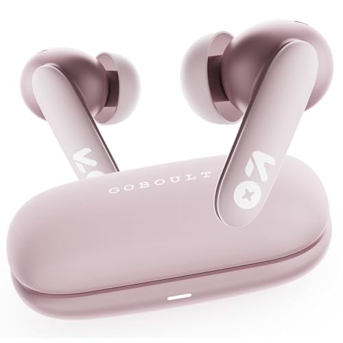 GOBOULT Y1 v2.0 Ear Buds Wireless with 60H Playtime, Zen Quad Mic ENC, 45ms Low Latency, Touch Contorl, Dual Device Pairing, Bluetooth 6.0, 13mm Driver Earbud TWS Wireless Earphone (Electric Pink)