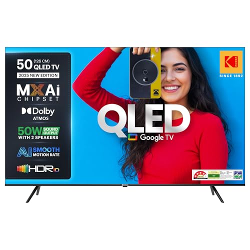 Kodak 126 cm (50 inches) Matrix 2025 Edition Ultra HD (4K) QLED Android Google TV 50ST5015 (Black)