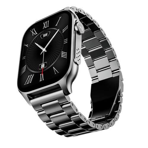 Boat Ultima Ember smartwatch with 1.96” AMOLED Display, AOD, Personalized Fitness Nudges, Functional Crown,100+ Sports Modes, Create Your Own Watchface, smartwatch for Man and Woman (Steel Black)