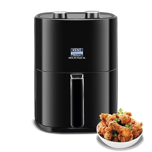 KENT Ultra Air Fryer 4L | 1300W | Fry, Bake, Grill & Roast | Up to 80% Less Oil Usage | Rapid Heat Circulation | Adjustable Temperature Control Knob 80° to 200° | Auto Cut-Off