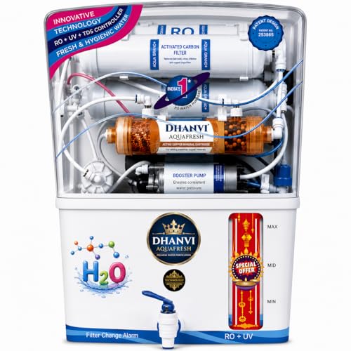 DHANVI Aqua Fresh RO UV UF Copper Water Purifier | 12L Storage | TDS Adjuster | Inside Tank Technology | Home Kitchen Water Filter System