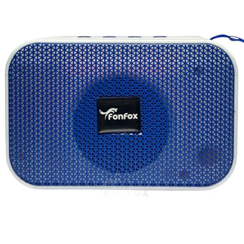 fonfox mini Portable Bluetooth Speaker, White and Turquoise, Wireless Audio Device with Control Buttons (Blue)