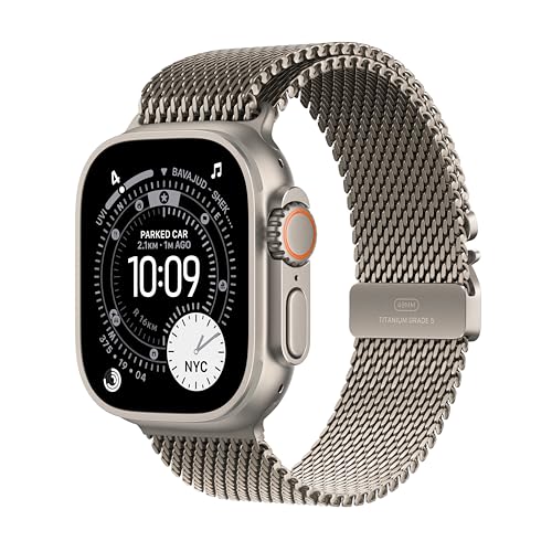 Apple Watch Ultra 3 GPS + Cellular 49mm Natural Titanium Case with Natural Titanium Milanese Loop - Small