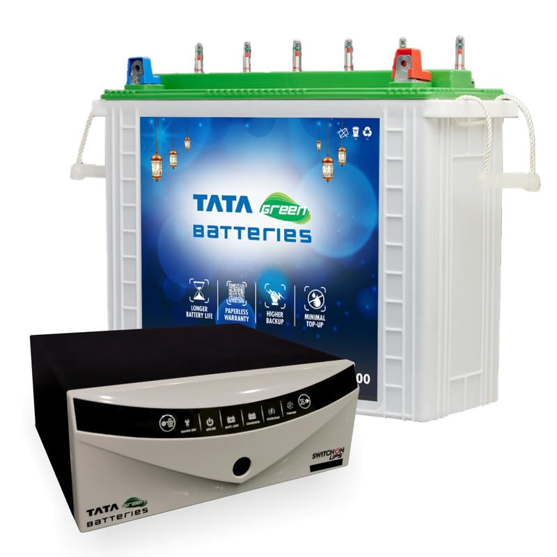 Tata Green Batteries Inverter & Battery Combo (Switch ON Pure Sine Wave 1450VA/12V Inverter INTT280072 240AH Tall Tubular Inverter Battery) for Home and Office