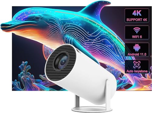 BIGASUO Andriod 5G WiFi Projector Home 4K Support 1080P Smartphone Full HD Portable Builtin YouTube Other Apps Auto Keystone 4000 Lumens 200" Screen Compatible 4K TV Stick (BG69)