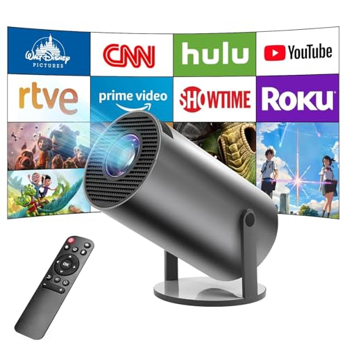 TMY Mini Projector 4K 1080P Supported, 15000 Lumen Portable WiFi 6 Projector,270° Rotatable Projector with 50% Zoom Home/Outdoor Movie Projector for TV Stick/PS5/Phone/HDMI (TMY16)