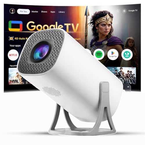 OLV Portable Smart Mini Projector, 4K 1080P Full HD Supports Netflix, Prime and YouTube Etc. WiFi 5G, BT-5.0, Cinema Projector 180° Android 14, Compatible with TV Stick/Windows/iOS/Android