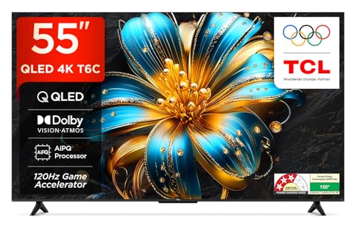 TCL 139 cm (55 inches) 4K UHD Smart QLED Google TV 55T6C