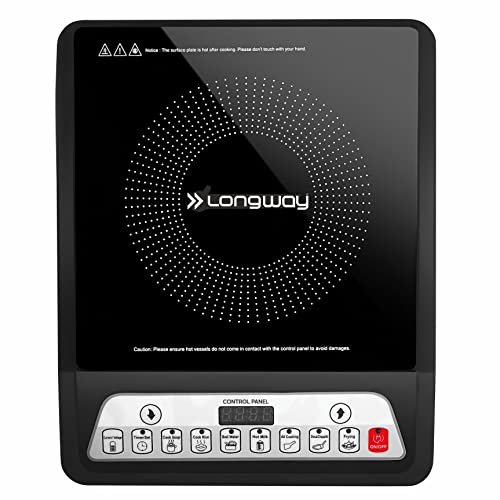 Longway Elite Plus IC 2000 Watt Induction Cooktop with Auto Shut-Off & Over-Heat Protection With 8 Cooking Mode & BIS Approved | 2-Years Warranty | (Black, Push Button)