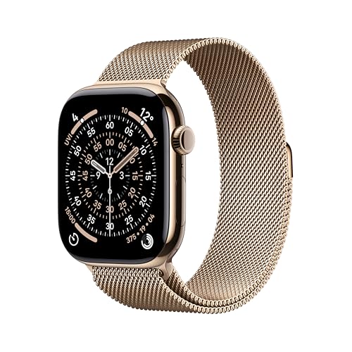 Apple Watch Series 11 GPS + Cellular 46mm Gold Titanium Case with Gold Milanese Loop - M/L