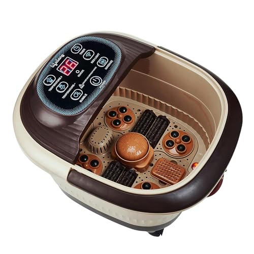 Lifelong LLM279 Corded Electric Foot Spa and Massager with Automatic Rollers, Digital Panel, Bubble Bath & Water Heating Technology for Pedicure, Pain relief & Foot Care (1 Year Warranty) Brown