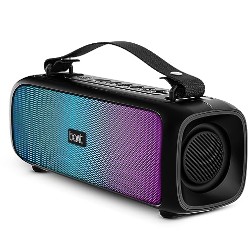 Boat Stone 580 Bluetooth Speaker with 12W RMS Stereo Sound, LED Lights, Up to 8 HRS Playtime, TWS Feature, FM Radio, Multi-Compatibility Mode, IPX4(Midnight Black)