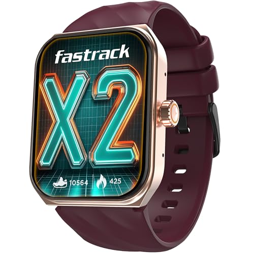 Fastrack New Limitless X2 Smartwatch|1.91" Ultravu with Rotating Crown|60 Hz Refresh Rate|Advanced Chipset|Singlesync Bt Calling|Nitrofast Charge|100+ Sports Mode|Upto 5 Day Battery|Ip68,Wine Red