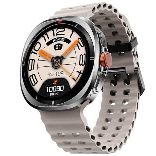 Fire-Boltt Axiom Round Smart Watch 1.43″ Super AMOLED Display with Always‑On Mode, Bluetooth Calling, Rotating Crown, SPO₂ & Heart Rate Monitor, IP67 Waterproof Silicone Smartwatch for Men - White