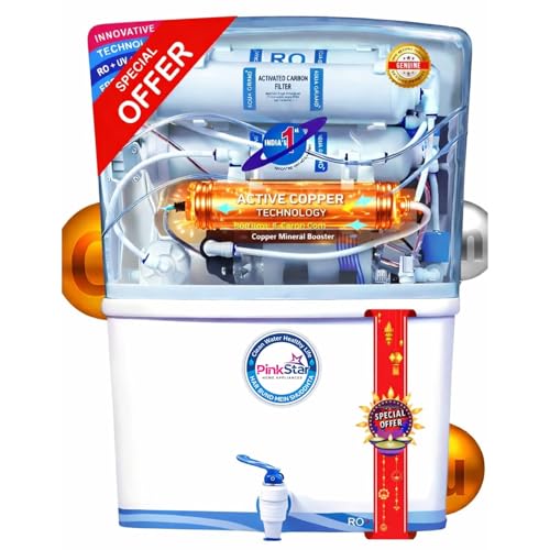 PinkStar Elite 12L RO+UV+Copper Water Purifier | ISI Certified | Smart Mineral Control | Auto-Clean Technology | Free Pre-Filter | Advanced Multi-Stage Filtration for Home & Office