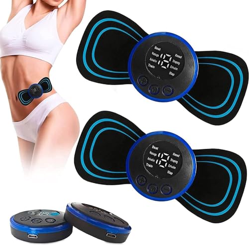 2 Pcs Mini Massager for Pain Relief, BUYERZONE WITH BZ LOGO Portable Electric Body Massager Machine, EMS Muscle Stimulator, Butterfly Back Neck Shoulder Massager for Body Pain Relief