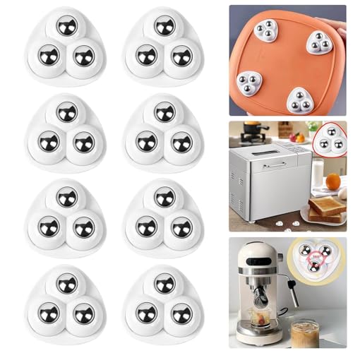 360 Degree Appliance Sliders for Kitchen Appliances, 4 Pack Self Adhesive Mini Universal Caster Wheels, Countertop Small Appliance Rollers Suitable for Coffee Maker, Air Fryer, Small Furniture