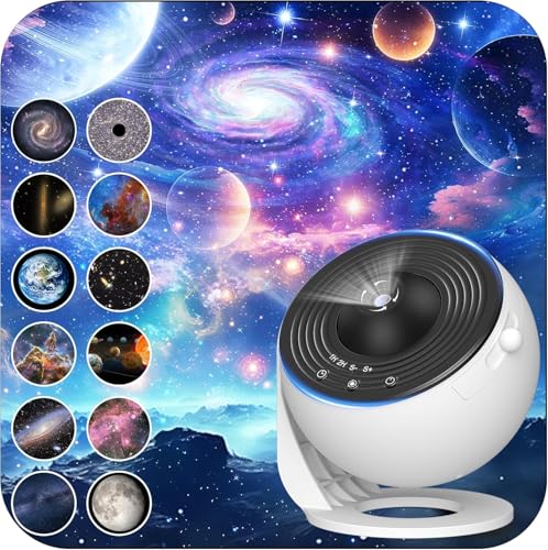 Gesto HD Galaxy Star Projector Night Light with 13 Replaceable Discs & Timer | Milky Way Mood Lighting, Clear Projection Starry Sky Projector for Bedroom, Kids & Adults | Planetarium Ceiling Light