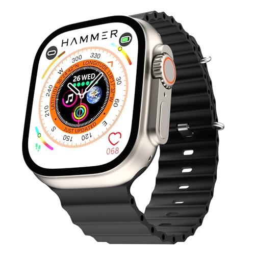 HAMMER Ultra Classic 2.01" Always on Display, Bluetooth Calling Smart Watch, Wireless Charging, 1 Extra Starp, Raise to Wake, In-Built Games, Brightness Adjustment, BP, SpO2, HR Monitoring
