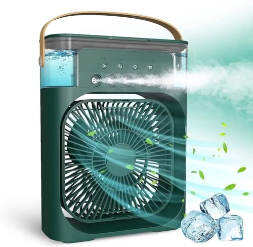 Exovolt Portable Air Cooler Fan with Humidifier & Mist Spray | 3-Speed Personal Air Conditioner SOFTWARE | Cooling Fan with LED Indicators | Mini Air Cooler for Home, Office & Bedroom (GE2)