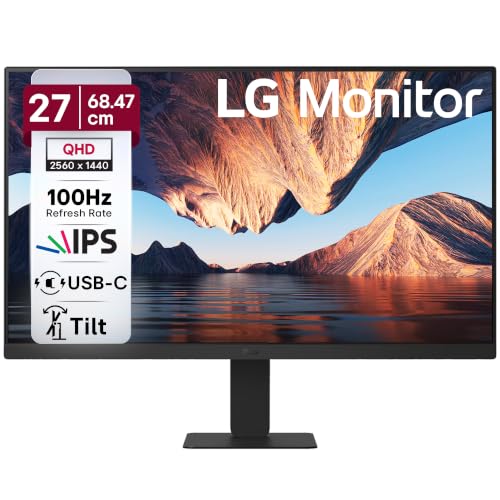 LG 27U631A 68.47 cm (27 Inch) QHD (2560x1440) IPS PC Monitor with 100Hz, 5ms (GtG) HDR10, Flicker Safe & Reader Mode HDMI, USB-C, Tilt Adjustable, 3-Side Virtually Borderless Design sRGB 99% (Black)
