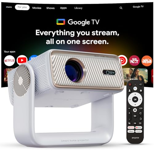 Wzatco Yuva Horizon, Google TV Official, Native 1080P, Projector 4k Ultra HD, 1500 ANSI Ultra Bright, Fully Automatic, Dust Free, Smart Mini Theater for Room, Home Cinema, 2GB-32GB