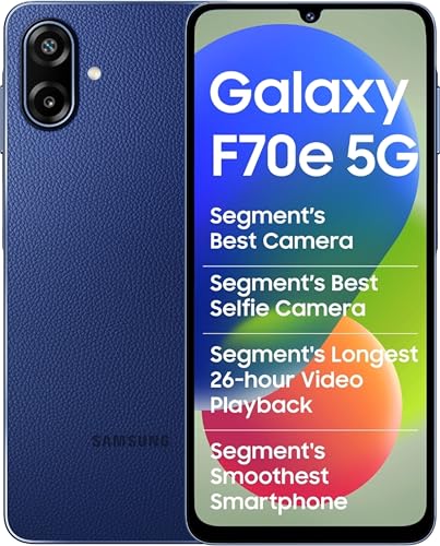 Samsung Galaxy F70e 5G (Spotlight Blue, 128 GB) (4 GB RAM) | 6000 mAh Battery | 6.74" PLS LCD Display | Dimensity 6300 | Octa Core Processor |