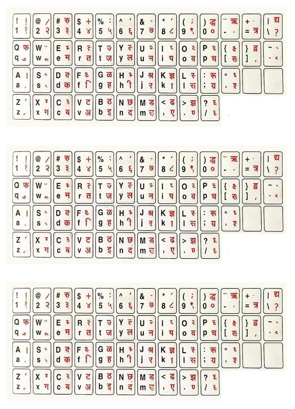 Red Champion Hindi-English Typing Keyboard Sticker for Desktop and Laptops Made in India Suitable for All Types of Keyboard Water Proof 3/Units