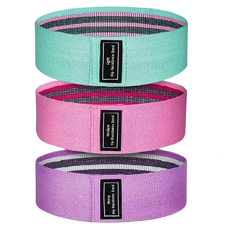 EVOVIBE FITNESS Fabric Resistance Loop Bands Set of 3 for Women & Men Non Slip Elastic Hip Bands for Glutes Legs Squats Yoga Home Workout Exercise Training