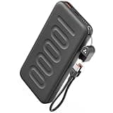 Ambrane 10000mAh Slim & Compact Powerbank with in-Build Type C Cable, 22.5W Fast Charging, USB & Type C Output, Power Delivery, Quick Charge for iPhone, Android & Tablets, Earbuds, (Stylo N10,Black)